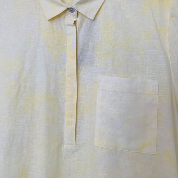Tru Luxe Jeans Top Women Large Yellow TieDye Button Beach Comfy Linen Blend NWT - Picture 8 of 8